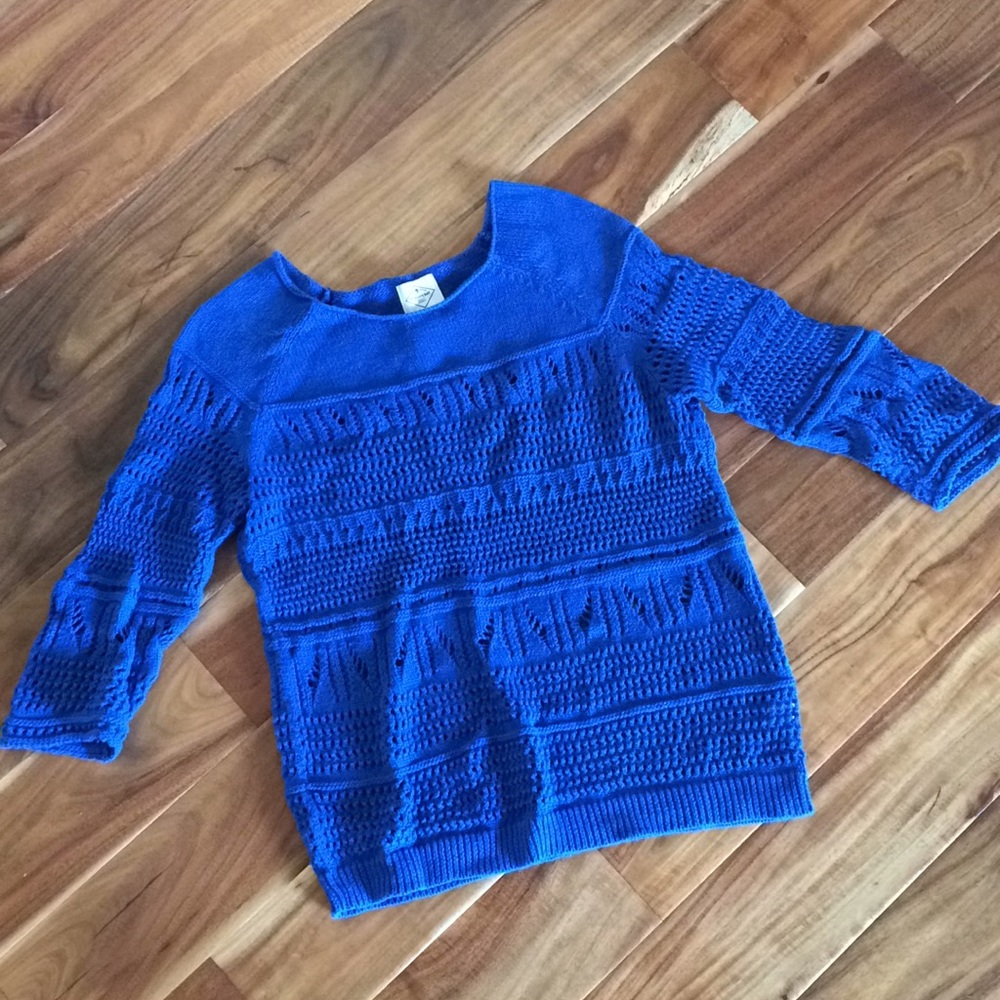St John's Bay blue open weave sweater
